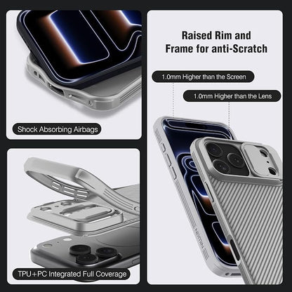 Nillkin Camshield Case for iPhone 17 Pro Max Case, [Built-in Dual Camera Cover][Slim Profile] [Military Grade Drop Protection] Shockproof Bumper Phone Case 6.9 inch 2025 Gray