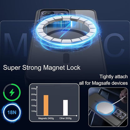 for Motorola Moto G Power 2025 Case Magnetic,Translucent Matte Compatible with Magsafe [Military-Grade Protection] with Screen Protector Shockproof Protective Case for Moto G Power 2025-Black