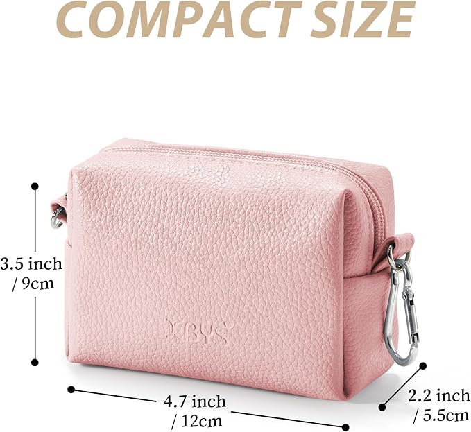 Small Tech Pouch, Waterproof Electronics Travel Case with Carabiner, Compact Cable Organizer Bags & Cases for Chargers, Power Banks, Hard Drives, Earbuds, Cords and Digital Accessories (Pink)