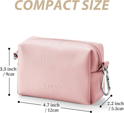 Small Tech Pouch, Waterproof Electronics Travel Case with Carabiner, Compact Cable Organizer Bags & Cases for Chargers, Power Banks, Hard Drives, Earbuds, Cords and Digital Accessories (Pink)