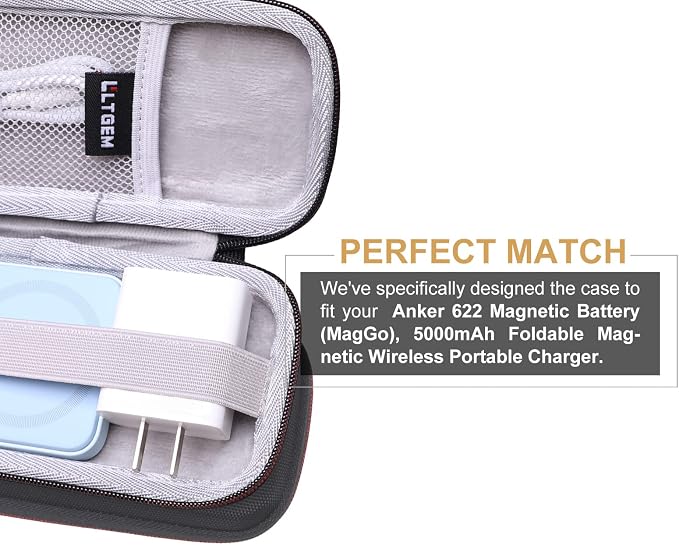 LTGEM EVA Case for Compatible with Anker 622 623Magnetic Battery and Apple MagSafe Battery Pack, Power Bank Storage Holder for Anker and iPhone USB C Charger