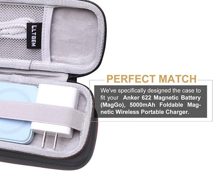 LTGEM EVA Case for Compatible with Anker 622 623Magnetic Battery and Apple MagSafe Battery Pack, Power Bank Storage Holder for Anker and iPhone USB C Charger