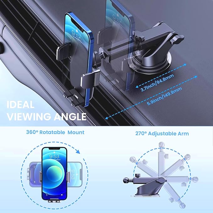 Car Phone Holder Mount Phone Mount for Car Cell Phone Holder Car Universal Phone Stand for Car Dashboard Windshield Vent Cell Phone Automobile Cradles Fit Camera Mount