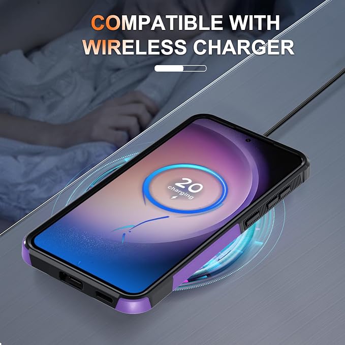 for Samsung Galaxy S25 FE Case with Screen Protector+Camera Lens Cover,Military Grade Heavy Duty Shockproof Phone Cover with Wrist Lanyard Strap for Samsung S25fe,Lavender