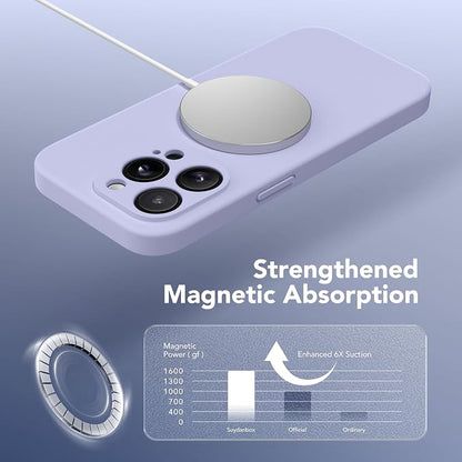 Magnetic for iPhone 13 Pro Max Case, Compatible with MagSafe, [Full Camera Protection][Screen Protector] Silicone Shockproof Protective Phone Case for iPhone 13 Pro Max 6.7", Lilac