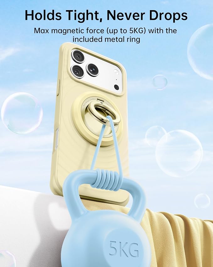 SYNCWIRE Magnetic Phone Ring Holder for MagSafe, 360° Rotation Dual Sided Magnet Grip Cell Phone Ring Stand Finger Kickstand Compatible with iPhone 17 16 15 14 13 12 Pro Max fits MagSafe