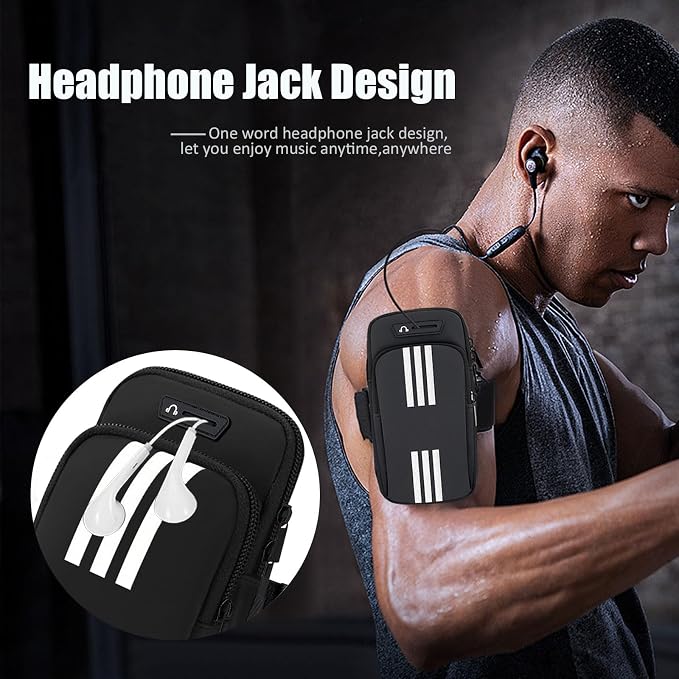 Phone Holder for Running Armband Cell Phone Holder iPhone 17 16 15 14 13 12 11 Pro Max Xs 16e Xr X Plus Galaxy Ultra Note Carrier Bag,Gym Workout Exercise Sports Arm Bands Sleeve Pouch Black