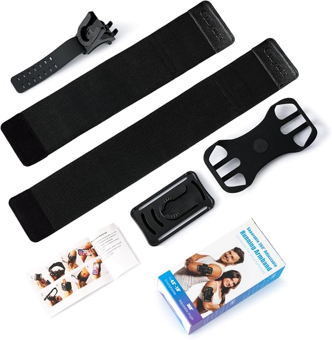 Cikyner Running Armband, 3 in 1 360° Rotatable & Detachable Sports/Bicycle Phone Holder for 4.5-7'' Smartphones, Ideal for Gym, Jogging, Hiking