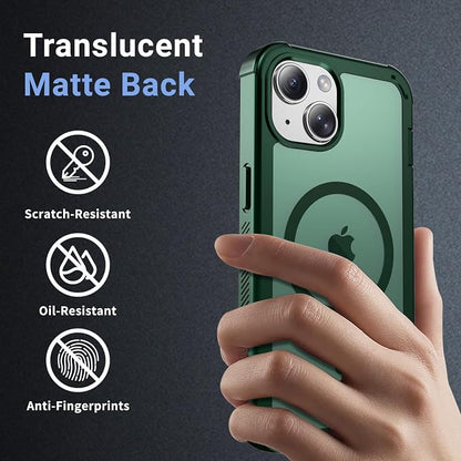 jaroco Magnetic for iPhone 14 Case, [Compatible with MagSafe][Military Grade Drop Protection][Heavy Duty Protection][Non-Slip][Shockproof] 2-Layer Durable Bumper Phone Case 6.1''-Forest Green