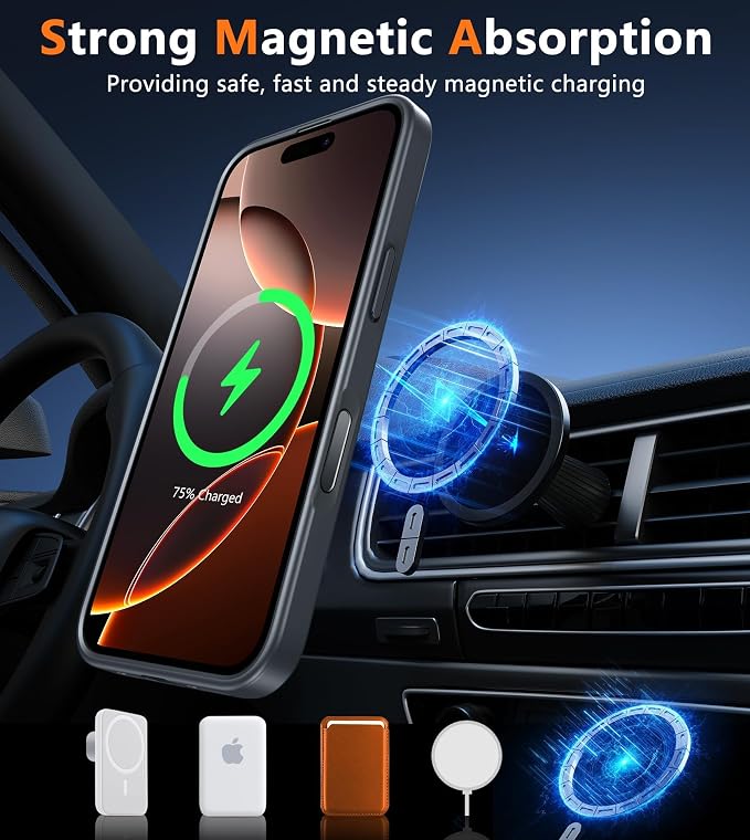 FNTCASE for iPhone 16 Pro-Max Case: Magnetic Matte Translucent Military Grade Drop Protective Phone Case | Shockproof Thin Rugged Durable Protection Bumper Cover