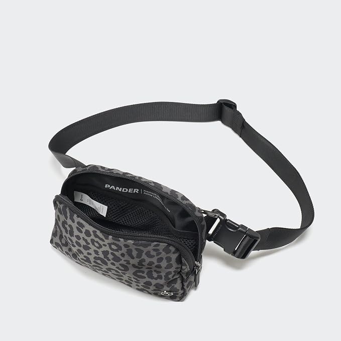 Pander Two Way Zipper Fanny Pack Nylon Everywhere Belt Bag for Women, Water Repellent Waist Packs, Crossbody Bags with Adjustable Strap (Grey Leopard)