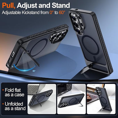 For Samsung Galaxy S26 Ultra Case with Kickstand,1*Screen Protector,[Compatible with Magsafe]Translucent Matte Military-Grade Protection,Magnetic Phone Case for Samsung Galaxy S26 Ultra,6.9"-Black