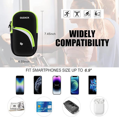 Armband Cell Phone Holder for Running Workout Exercise Sports Phone Arm Bands Pouch Bag, Running Armband for iPhone16 15 14 13 12 11 Pro Max XS XR X Plus Samsung Galaxy Up to 6.9"