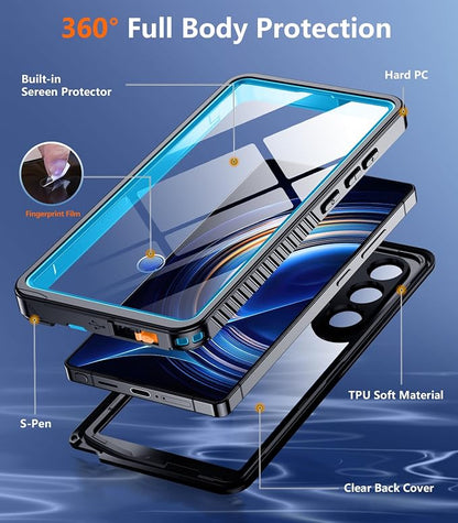 Temdan Designed for Samsung Galaxy S25 Ultra Case Waterproof, Built-in Lens & Screen Protector Military Grade Shockproof Dropproof IP68 Underwater Full Body Phone Case for Galaxy S25 Ultra 6.9"-Blue