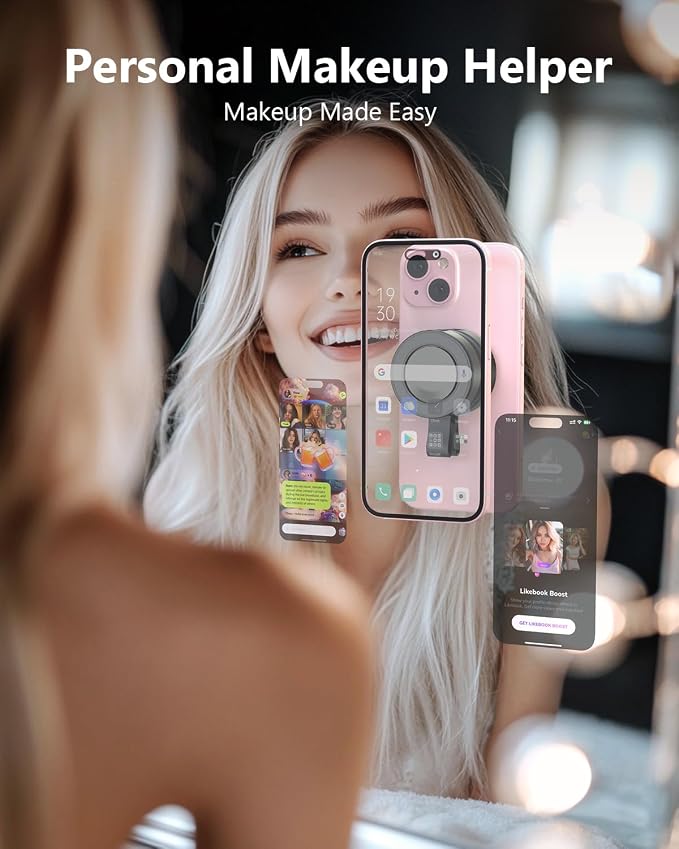 MiiKARE UniGrip Upgraded Shower Mirror Phone Holder | Portable Hands-Free Magnetic Suction Cup Mount | Universal Dual Grip Cellphone Holder for Shower, Mirror, Kitchen, Black