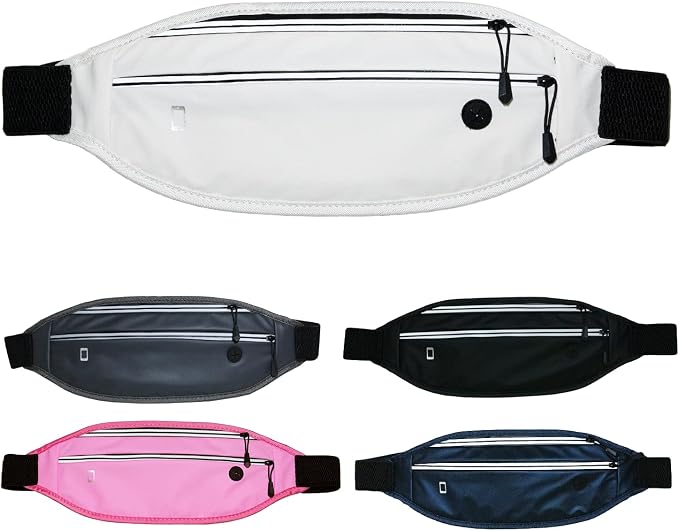 Running belt for Women &Men,Adjustable Exercise Waist Pack Reflective Running Belt for Sports Workout Cycling Hiking, Casual Hands-Free Wallets Phone Bag Fits All Phones (white)