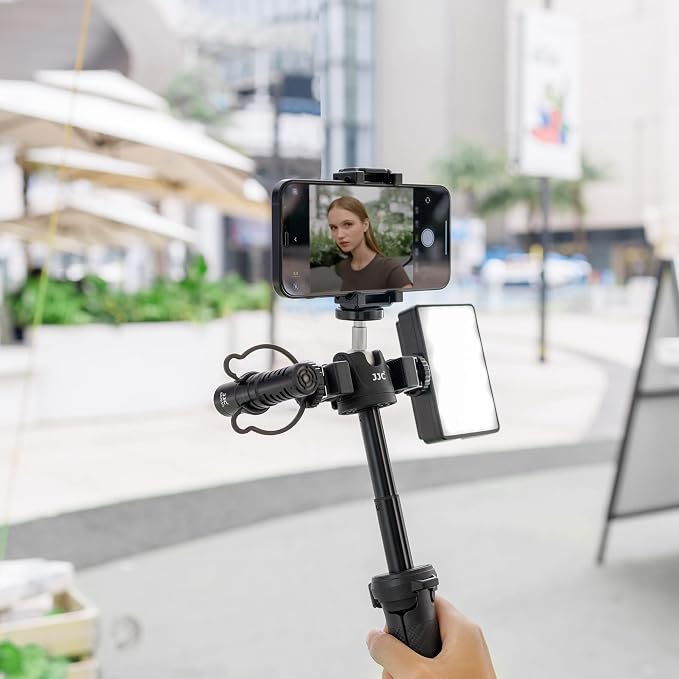 JJC 2 in 1 Extendable Mini Vlogging Tripod & Selfie Stick for Sony ZV-E10 II ZVE10 ZV-1F ZV1F ZV-1 II ZV1 RX100 VII A6100 A6400, Canon PowerShot V1 SX740 HS G7X Mark III II EOS R100 R50 R10 & More