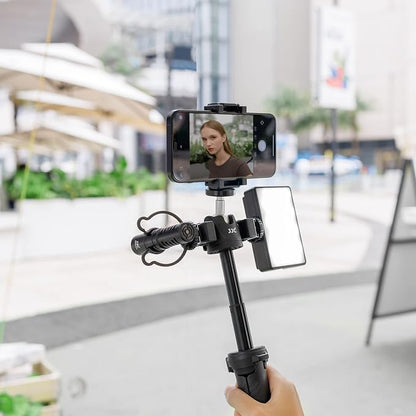 JJC 2 in 1 Extendable Mini Vlogging Tripod & Selfie Stick for Sony ZV-E10 II ZVE10 ZV-1F ZV1F ZV-1 II ZV1 RX100 VII A6100 A6400, Canon PowerShot V1 SX740 HS G7X Mark III II EOS R100 R50 R10 & More