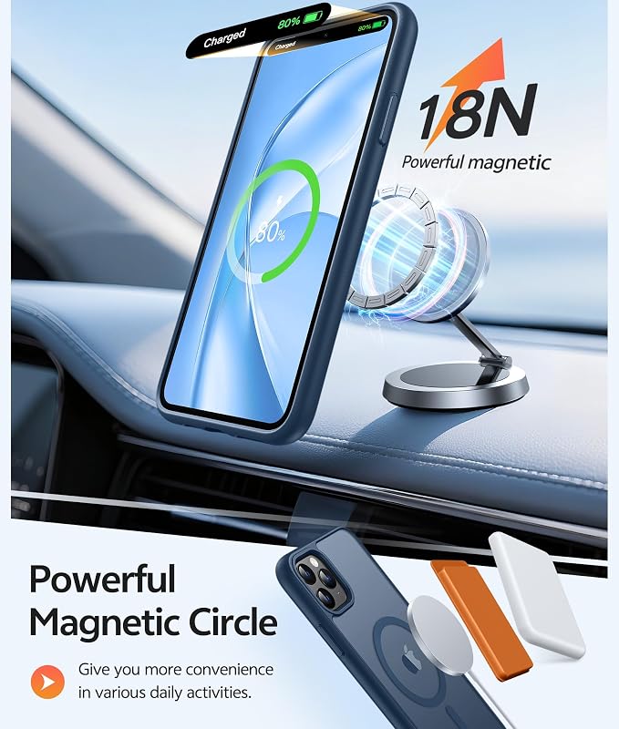 FNTCASE for iPhone 11 Pro Max Case: [Compatible with Magsafe] Translucent Matte Magnetic Phone Cover - Military Grade Drop Protection Shockproof Protective for iPhone 11Pro Max 2019 Cases - Blue