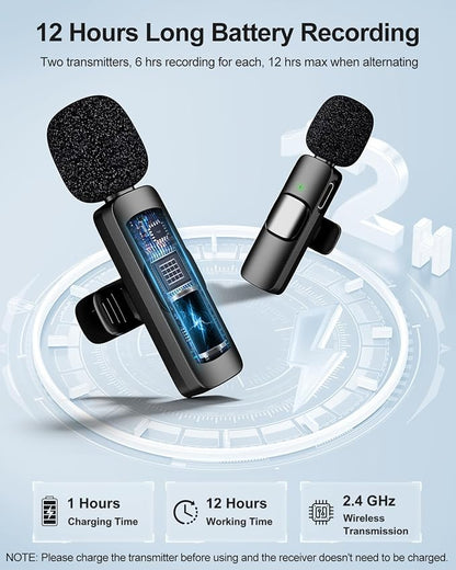 PoP voice 3 in 1 Professional Wireless Lavalier Microphone for iPhone, Android, Camera,Mini Microphone, Lapel Mic with Noise Reduction, Crystal Clear Sound for Recording, YouTube, Podcast, Vlogging