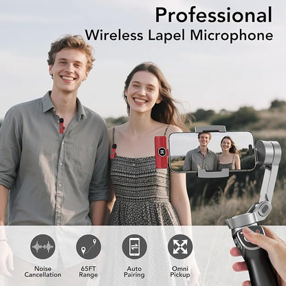 USB C Mini Wireless Lavalier Microphone for iPhone 15 16, iOS and Android Devices - Noise Reduction Lapel Mic for Recording, Clip Omni Lav Mic for Video Recording, Tiktok, YouTube, Vlog (Red)