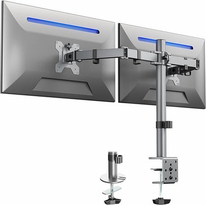 VIVO Dual Monitor Desk Mount, Heavy Duty Fully Adjustable Steel Stand, Holds 2 Computer Screens up to 30 inches and Max 22lbs Each, Gray Color, STAND-V002-GY