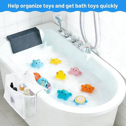 Saddle Shape Bath Organizer, 2 Compartments Wide Opening Bathtub Holder for Tub, Bath Storage Organizer for Tub, Easy Access, Mesh Shower Holder