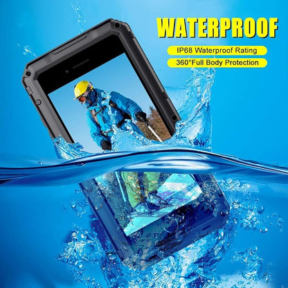 Mitywah Waterproof Case for iPhone SE 2020, Heavy Duty Durable Metal Full Body Protective Case Built-in Screen Protection Waterproof Shockproof Dustproof Rugged Military Grade Defender, Black