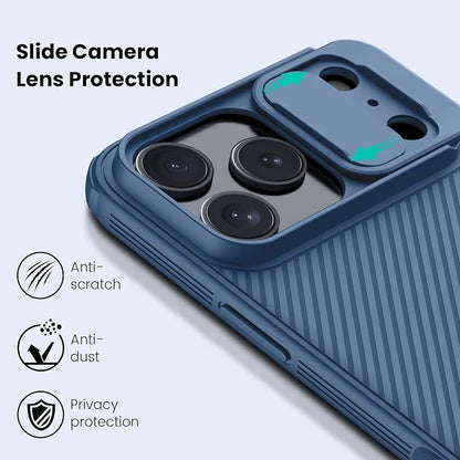 Nillkin for iPhone 17 Pro Max Case with Slide Camera Cover, Thin Slim Fit, Shockproof Protective, Protector Privacy, Phone Case iPhone 17 Pro Max Camera Lens Protector 6.9 inch, Blue