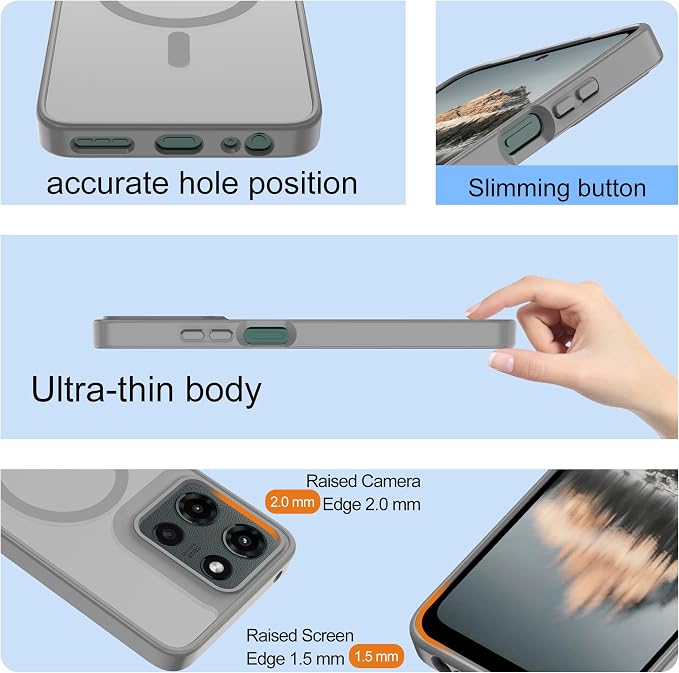 for Motorola Moto G 2025/2026 Case & Moto G PIay 2026 Case[Compatible with Magsafe] Translucent Matte Magnetic,Slim Thin Duty Shockproof with Screen Protector for G 5g 2025/2026 & G PIay 2026-Gray