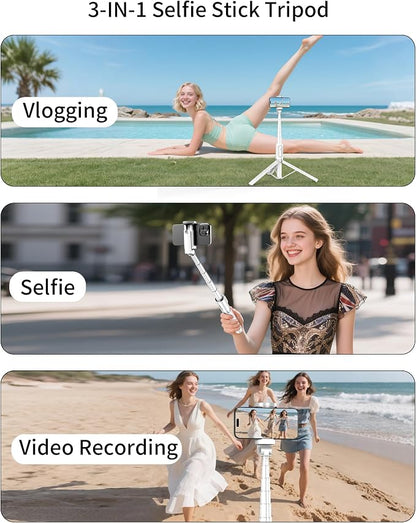 Selfie Stick Tripod - Tripod for iPhone with Remote, Lightweight Phone Stand for Android, Extendable Phone Tripods Stand Compatible with All Cell Phones for Video Recording/Photo/Live Stream/Vlog