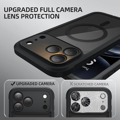 BERFY for iPhone 17 Pro Case, Compatible with MagSafe, Built-in Glass Screen Protector, Camera Protection, Shockproof Full Body Phone case 6.3", Clear Black
