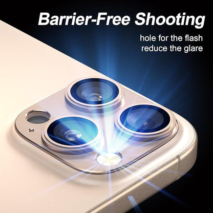 Camera Lens Protector for iPhone 14/15/16 Pro & Pro Max, Tempered Glass Camera Cover Lens Aluminum Alloy Metal matte Case, for iphone 15 pro max camera lens protector, Gold