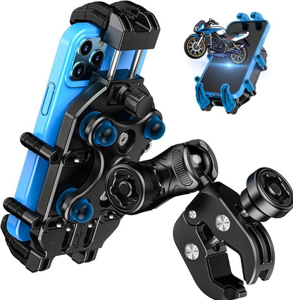 LOKTENWO Motorcycle Phone Mount with Vibration Dampener & High-Speed Secure Lock, Anti-Theft ATV Scooter Motorcycle Handlebar Phone Holder for 5.4” to 7.2” Smartphone