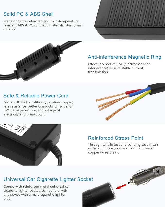 ALITOVE AC to DC Converter 110V to 12V 10A 120W Power Supply Car Cigarette Lighter Adapter to Wall Plug AC to DC Adapter for Car Vacuum Cleaner Inflator Refrigerator Cooler and Other Car Devices