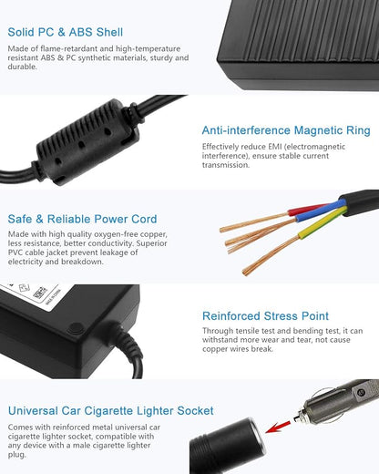 ALITOVE AC to DC Converter 110V to 12V 10A 120W Power Supply Car Cigarette Lighter Adapter to Wall Plug AC to DC Adapter for Car Vacuum Cleaner Inflator Refrigerator Cooler and Other Car Devices