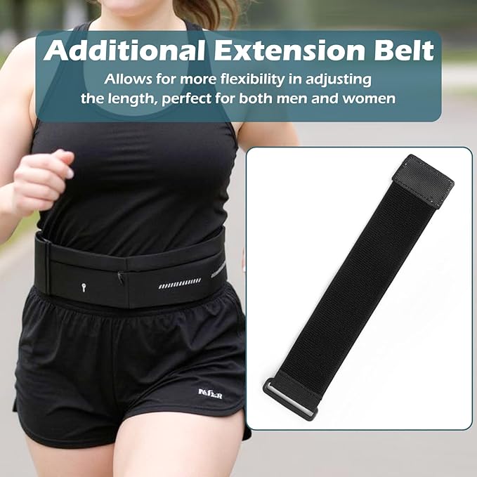 Lsnisni Slim Running Belt for Men and Women, Running Waist Pack with Water Bottle & Towel, Multi Pocket Fanny Pack - Phone Holder, Adjustable for Running, Climbing - Large