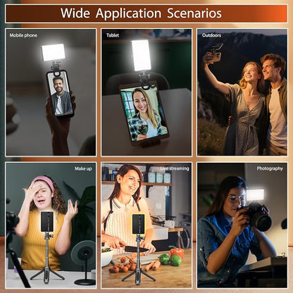 120 LED Video Light, Portable USB Photo Light Dimmable 2500-9000K CRI 95+ 5000mAh Battery with Tripod with Colored Filters and Clip, Photo Lamp for Phone/iPad/Laptop/Camera