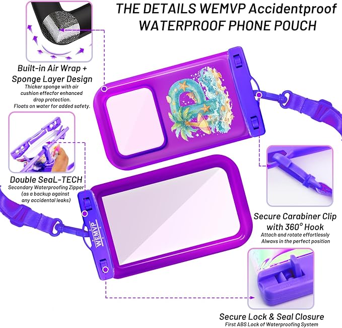 Personalized Initial Waterproof Phone Pouch Case - IPX8 Cellphone Dry Bag with Lanyard for iPhone 16/15/14/13/12 Pro Max (6.1–6.9"), Beach & Cruise Ship Essentials with Monogrammed Design (Purple, P)