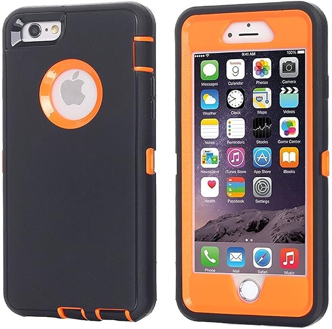 AICase iPhone 8 Plus/7 Plus Case, Heavy Duty Tough 3 in 1 Rugged Shockproof Water-Resistance Cover (Orange/Black)