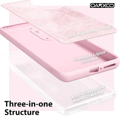 oakxco for Motorola Moto Edge Plus 2022/Edge Plus 5G UW 2022 Phone Case Liquid Silicone, Thin Slim Soft Rubber Gel TPU Plain Simple Cover for Women, Matte Solid Color, Pink Sand