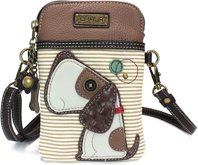 CHALA Dog Collection Cell Phone Crossbody Purse-Women PU Leather/Canvas Multicolor Handbag with Adjustable Strap