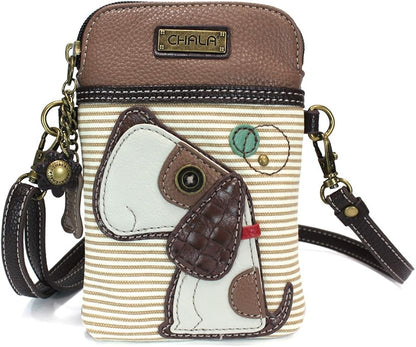 CHALA Dog Collection Cell Phone Crossbody Purse-Women PU Leather/Canvas Multicolor Handbag with Adjustable Strap