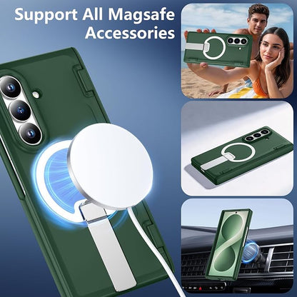 For Samsung Galaxy Z Fold 8 Ultra Case with Kickstand & Screen Protector | MagSafe-Compatible,Military Grade Drop Tested Non-Slip Slim Shockproof Case for Samsung Galaxy Z Fold 8 Ultra-Dark Green