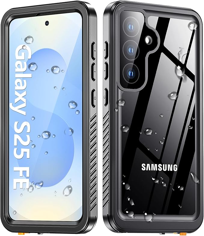 MOZOTER for Samsung Galaxy S25 fe Case Waterproof,[IPX8 Underwater Case][Full Body Shockproof & Military Dropproof] Built-in Screen Protector Clear Sound Quality for Samsung S25 fe 6.5 inch-Black