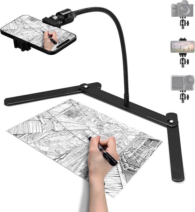 Phone Stand for Recording, Phone Tripod Adjustable and Solid, Overhead Phone Mount, Fixable Gooseneck Phone Holder for Video Recording, Online Teaching, Cookie Decorating, Live Streaming