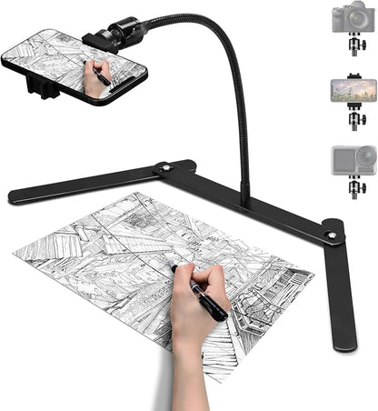 Phone Stand for Recording, Phone Tripod Adjustable and Solid, Overhead Phone Mount, Fixable Gooseneck Phone Holder for Video Recording, Online Teaching, Cookie Decorating, Live Streaming