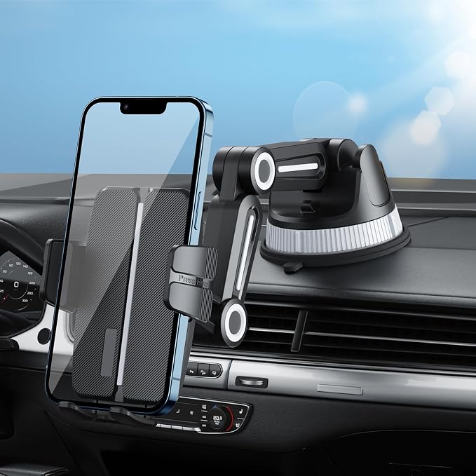 Ultra-Strong Suction Cup Phone Mount for Car - Anti-Shock & Noiseless Dashboard & Windshield Holder, 360° Adjustable Hands-Free Mount for All Smartphone (01)