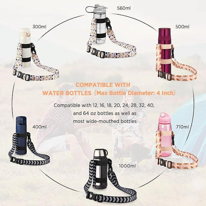 EasyAcc Water Bottle Holder Strap Sling, for Owala FreeSip 24 32 40 oz, Hydro Flask, Cirkul, Yeti, Stanley Flip, Universal Water Bottles, with Carabiner, for Walking Curise Travel (Bottle Excluded)