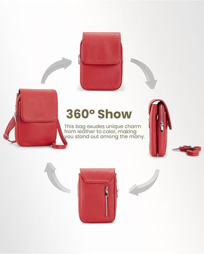 befen Genuine Leather Small Crossbody Bags for Women, Cell Phone Cross body Purse Bag with RFID Blocking Card Slots